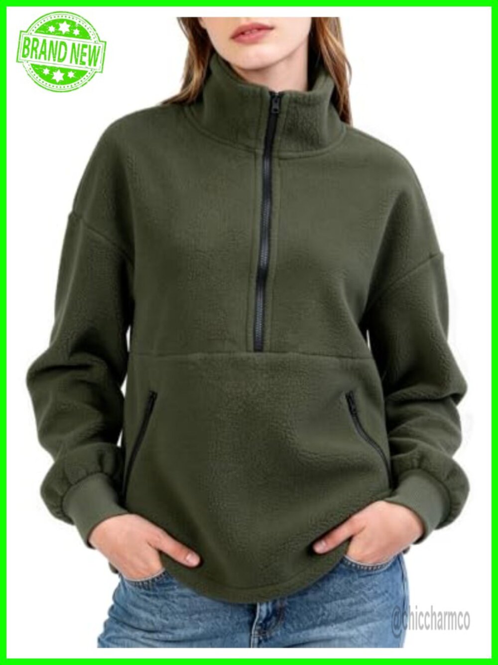 Half Zip Fleece Pullover Sweatshirt Fuzzy Sherpa Jacket